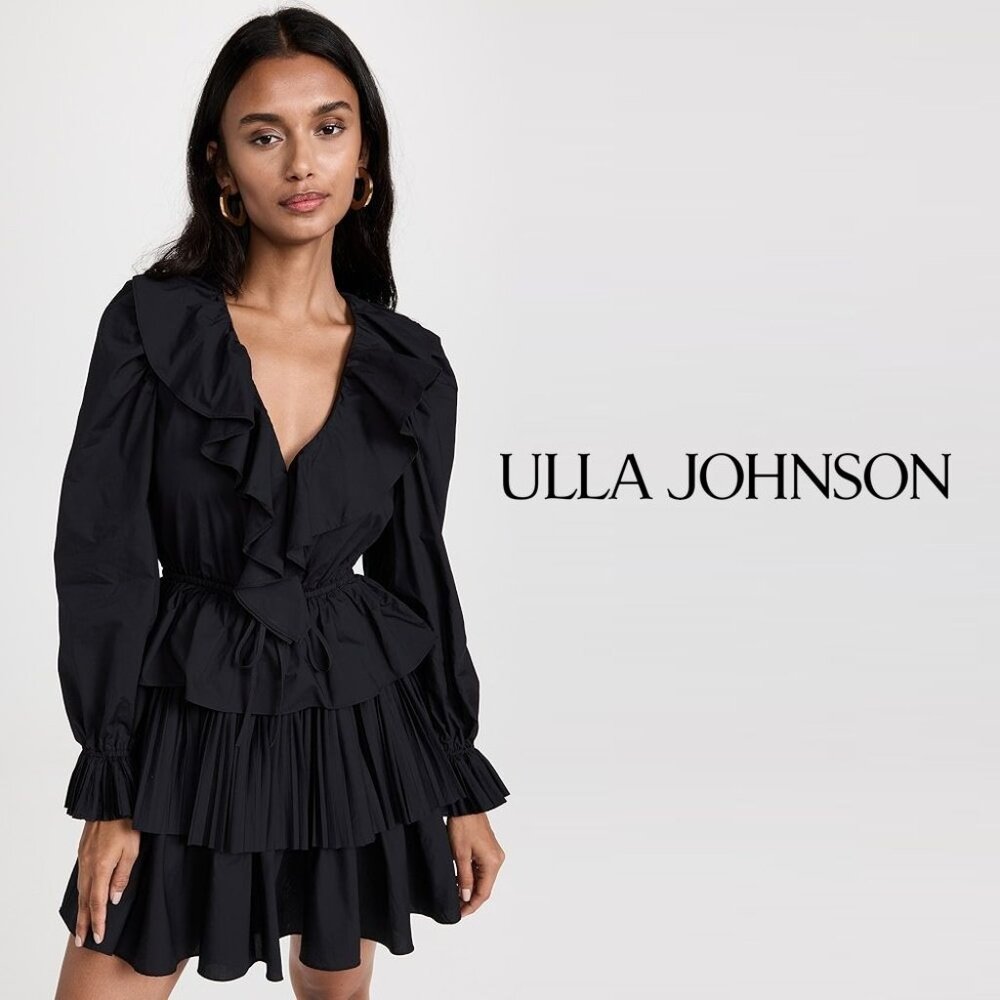 ULLA JOHNSON Lola Tiered Minidress Black 2 NWOT